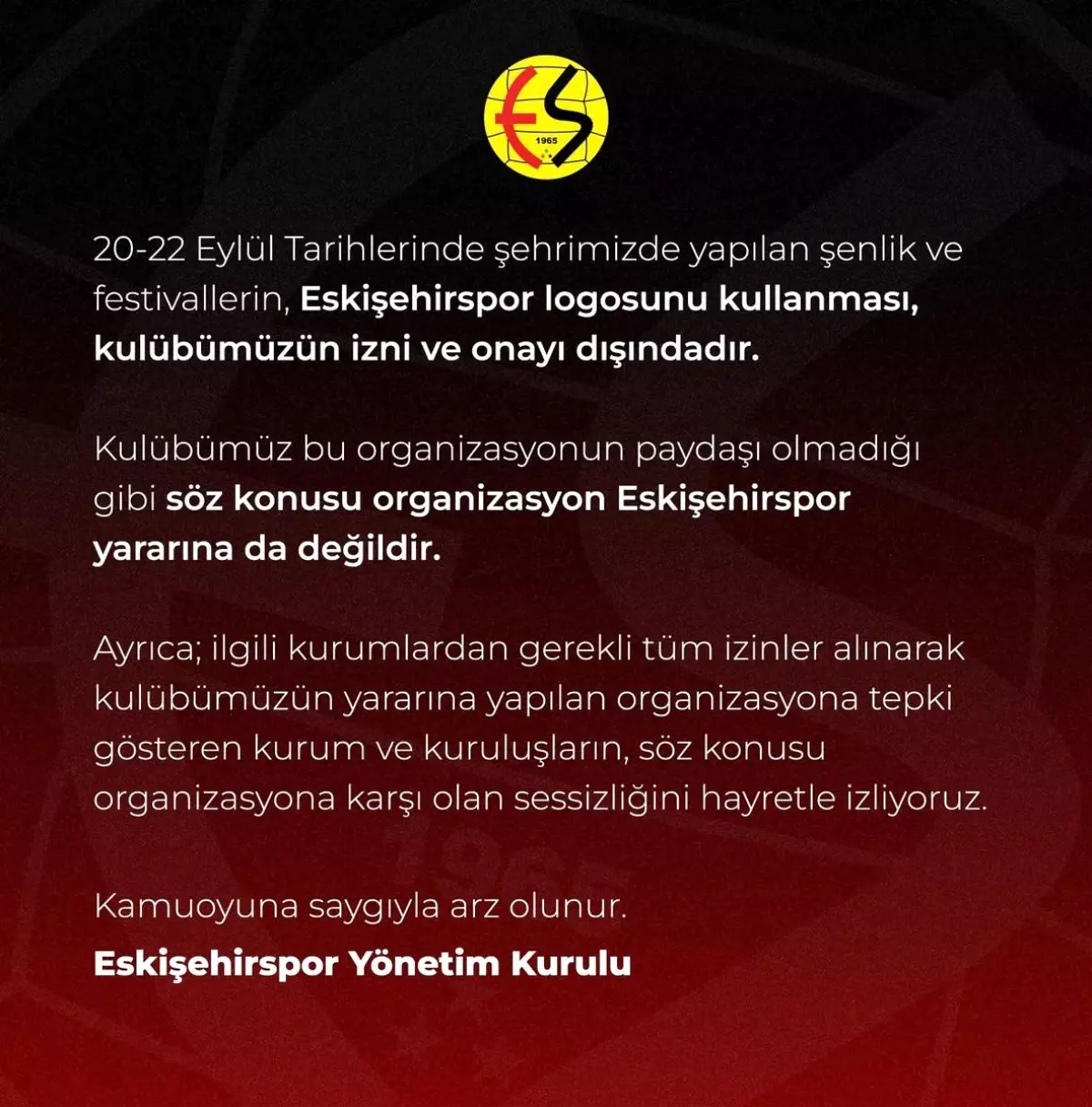 Eskişehirspor’dan Logo İzni Açıklaması